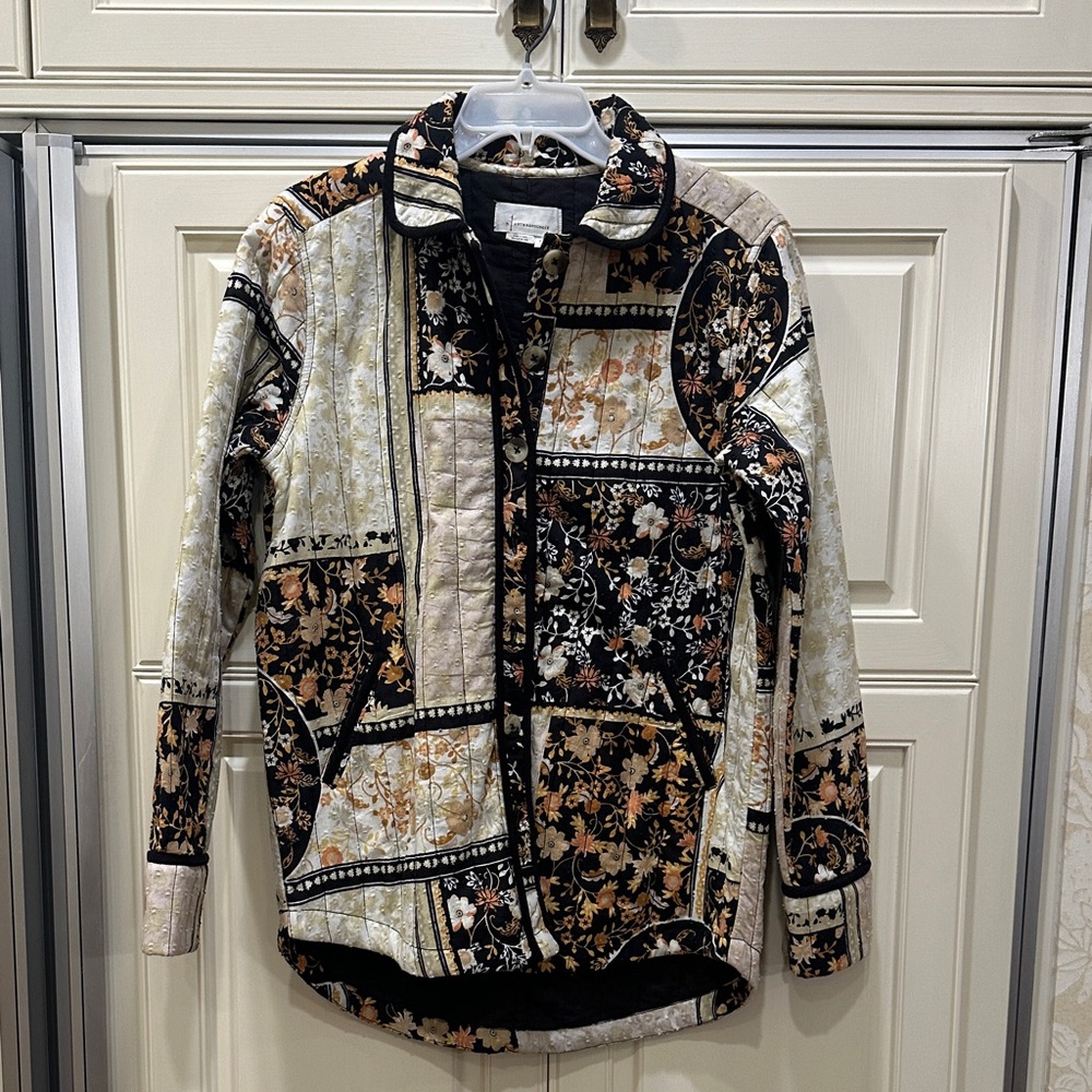 Anthropologie Black and Cream Patchwork Blazer